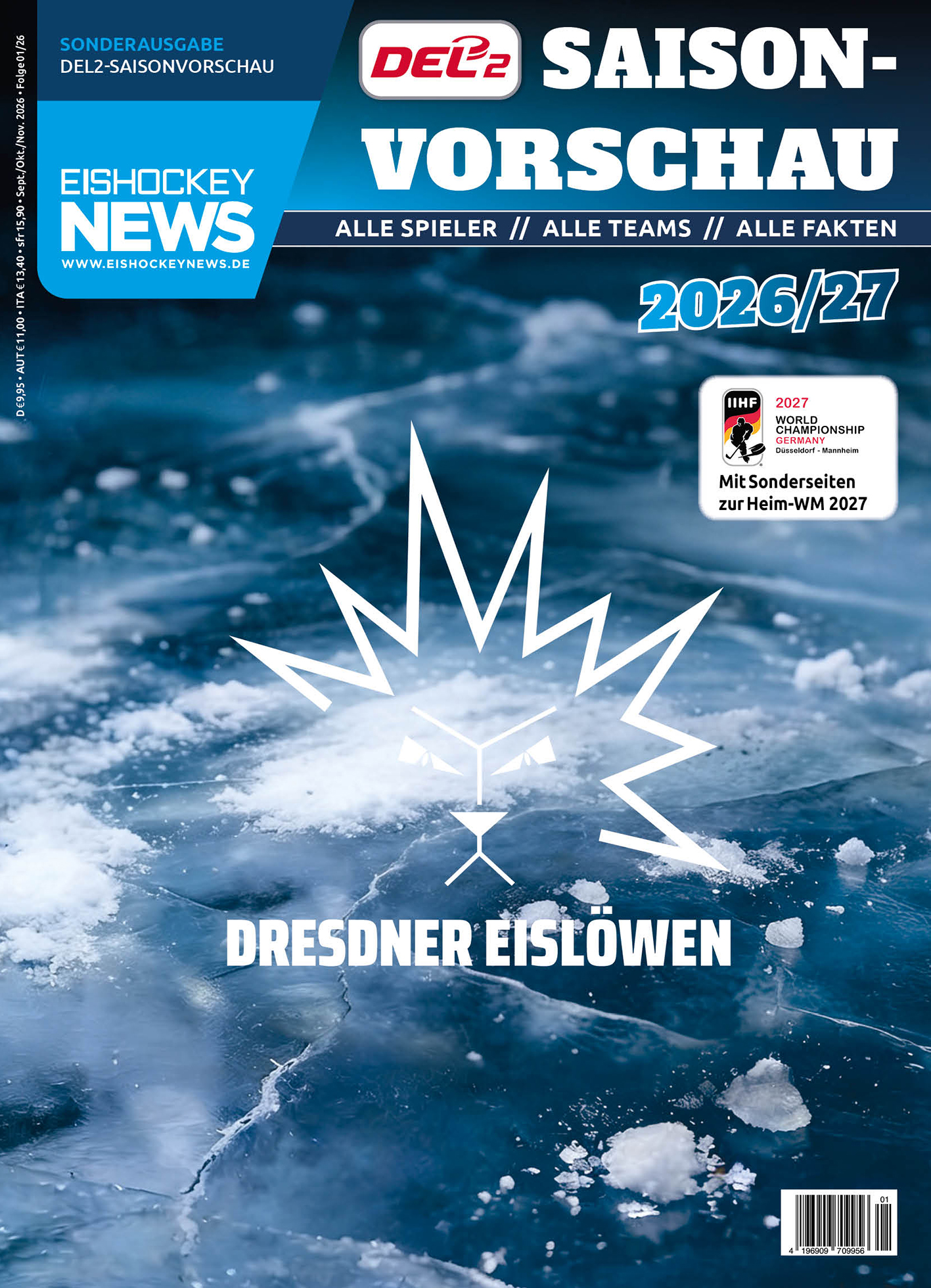 DEL2 Sonderheft 2026/27 mit Dresden-Cover 