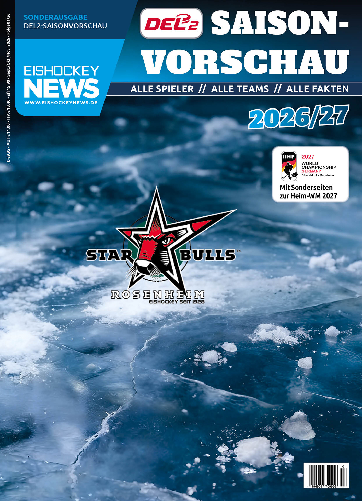 DEL2 Sonderheft 2026/27 mit Rosenheim-Cover 