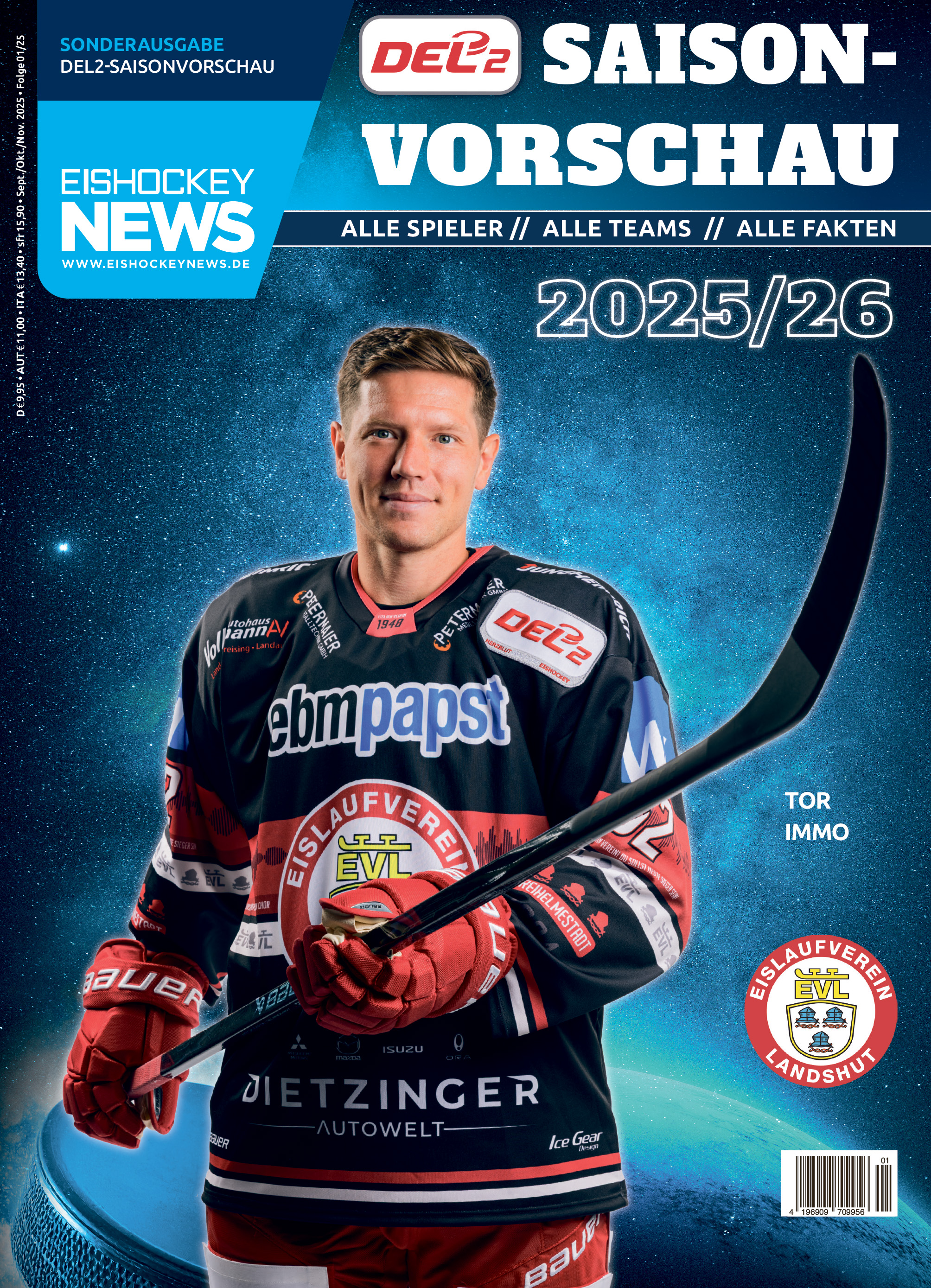 DEL2 Sonderheft 2025/26 mit Landshut-Cover 