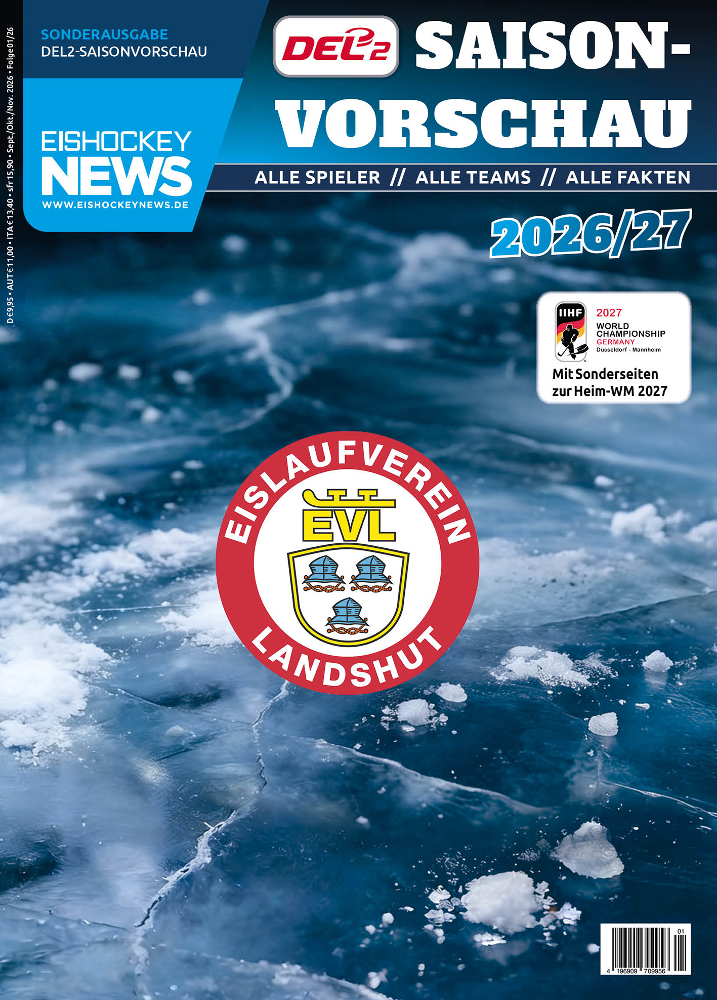 DEL2 Sonderheft 2026/27 mit Landshut-Cover 
