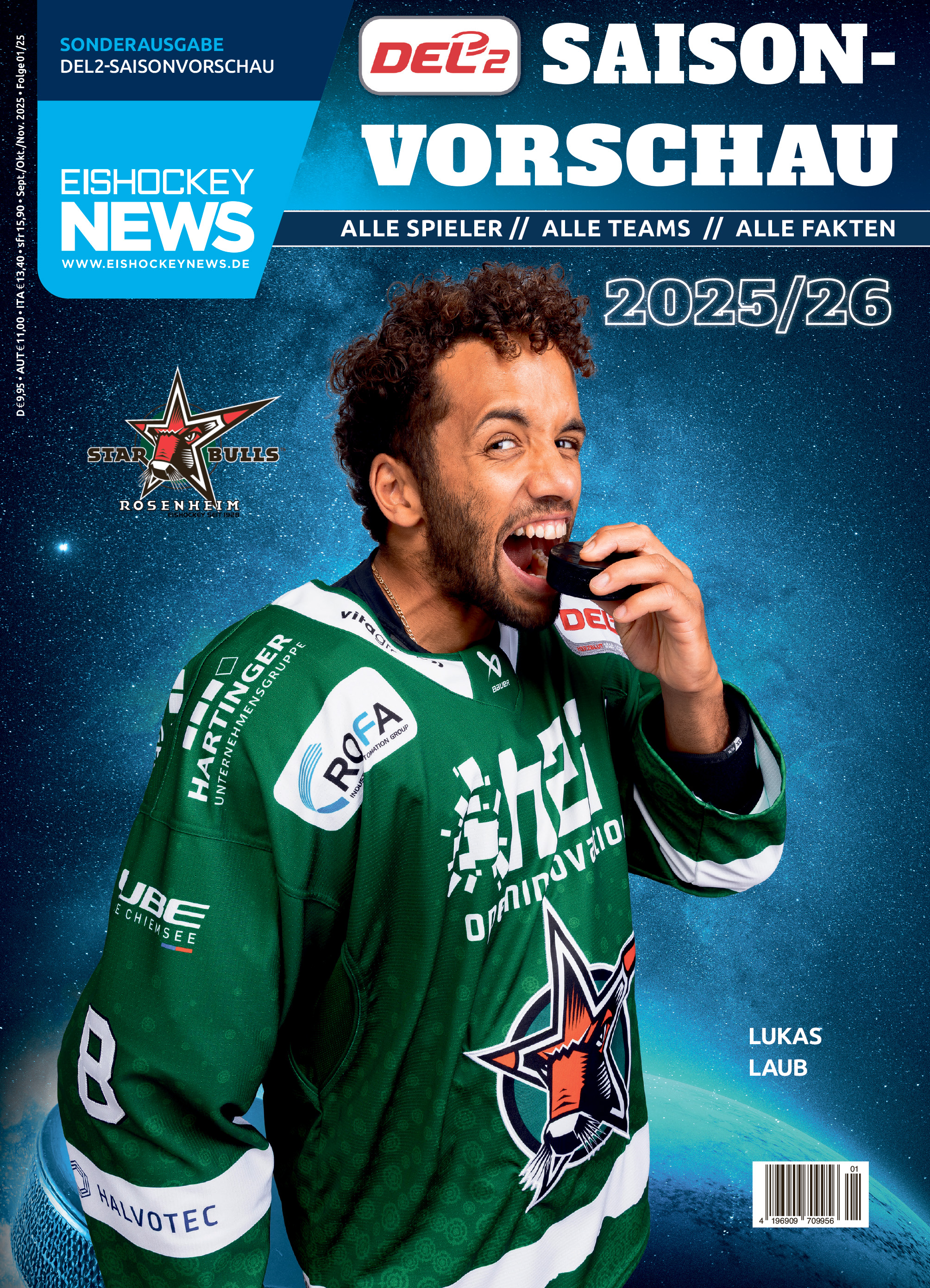 DEL2 Sonderheft 2025/26 mit Rosenheim-Cover