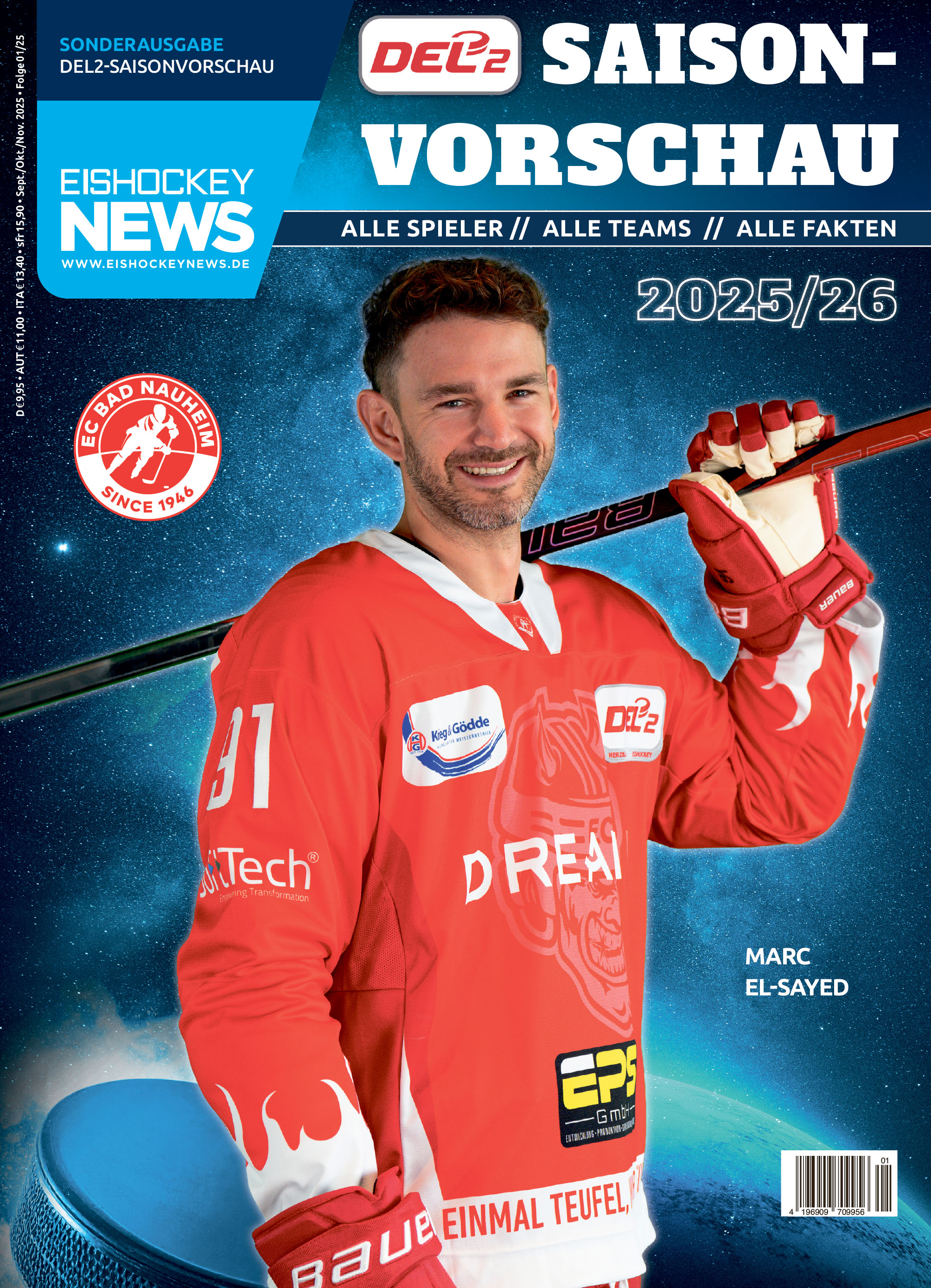 DEL2 Sonderheft 2025/26 mit Bad Nauheim-Cover 