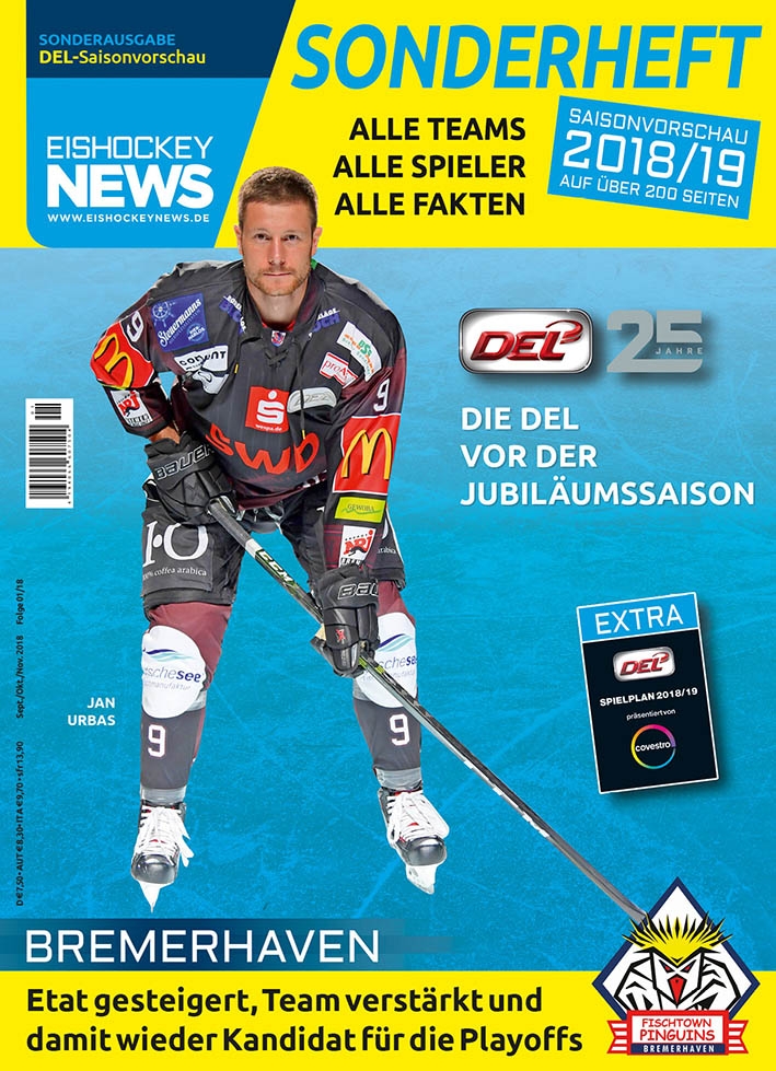 DEL Sonderheft 2018/19 mit Bremerhaven-Cover inkl. Mini-Spielplan