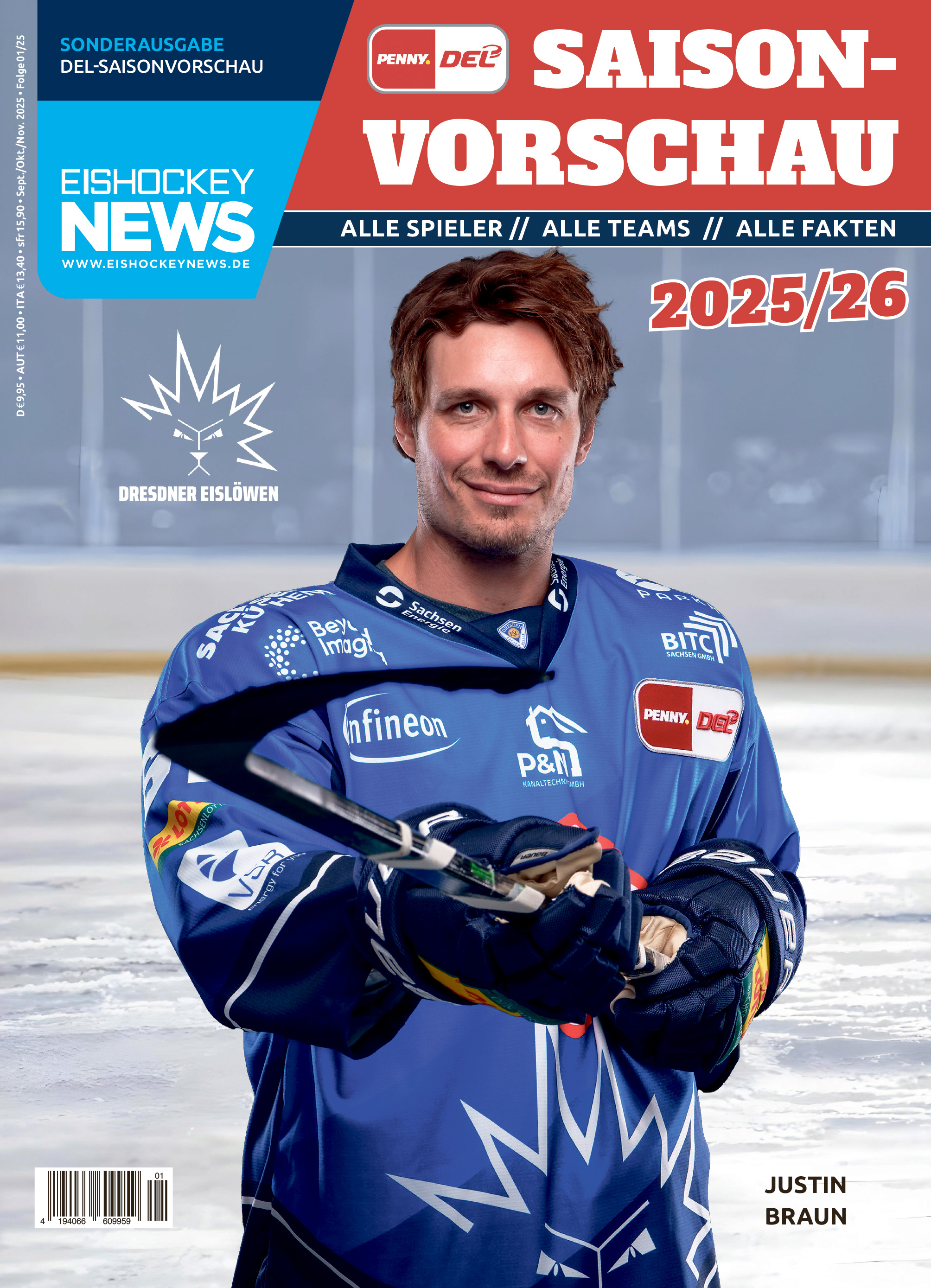 DEL Sonderheft 2025/26 mit Dresden-Cover