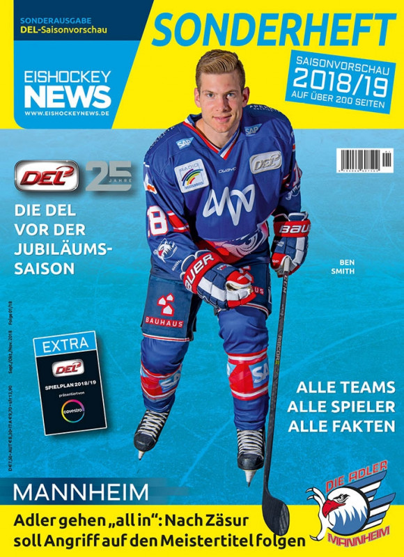 DEL Sonderheft 2018/19 mit Mannheim-Cover inkl. Mini-Spielplan