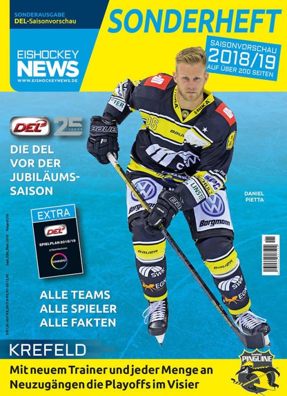 DEL Sonderheft 2018/19 mit Krefeld-Cover inkl. Mini-Spielplan