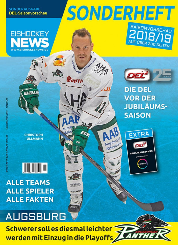 DEL Sonderheft 2018/19 mit Augsburg-Cover inkl. Mini-Spielplan